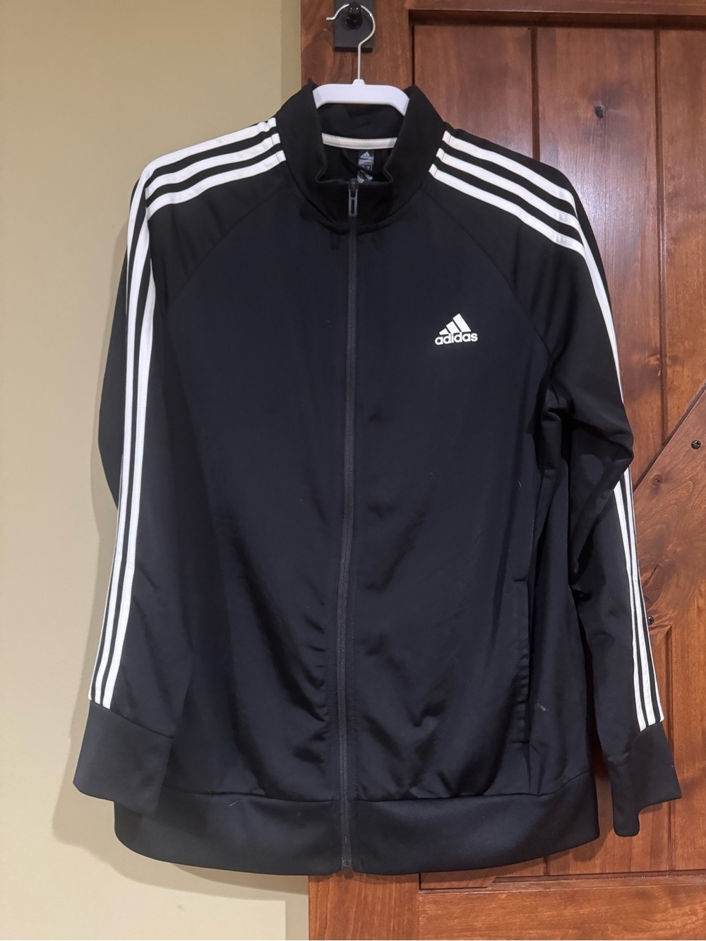 adidas Black Track Jacket with White Three-Stripes